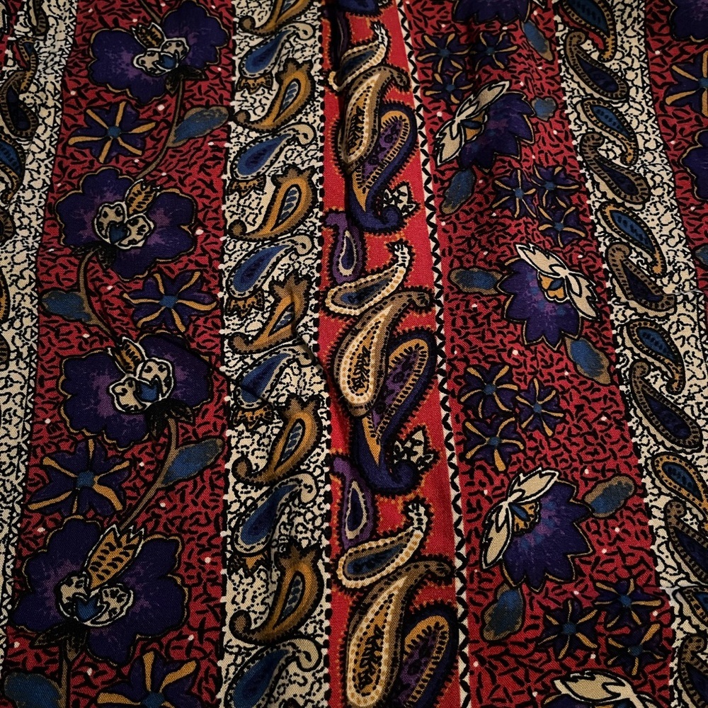 Handmade Multicolor Paisley Floral Elastic Waist Skirt M-L - Picture 4 of 7